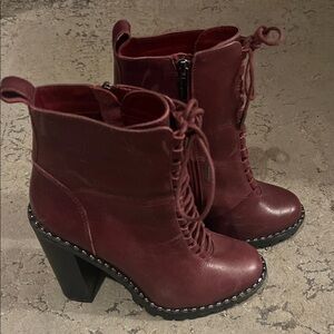 BCBGeneration Maroon Heeled Lace-Up Boots